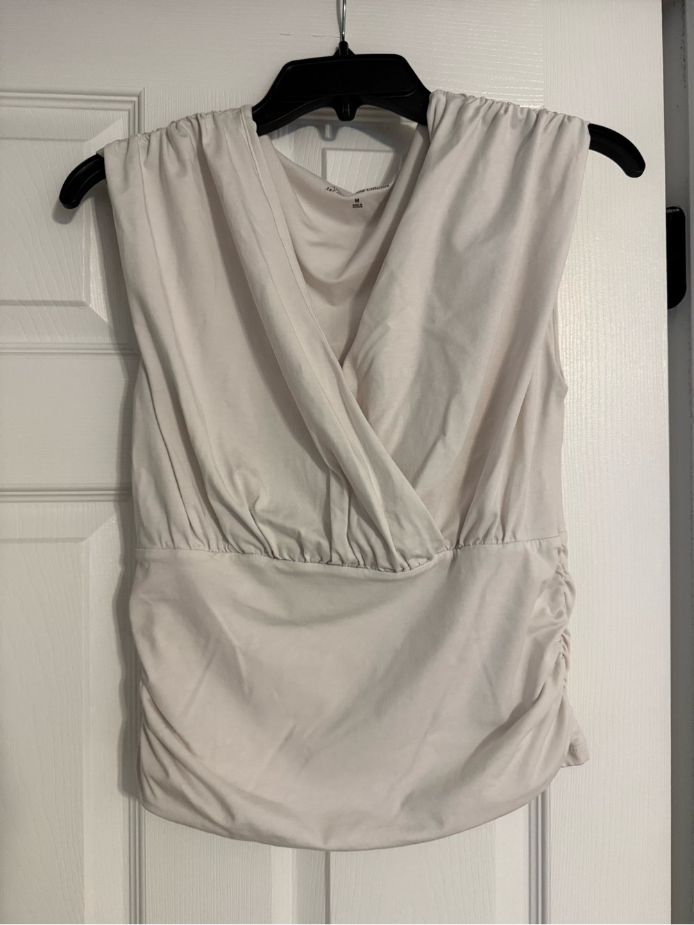 Abercrombie & Fitch Sleeveless Wrap-Front Camisole in Light Cream